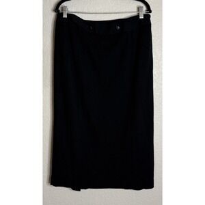 Vintage Talbots Womens 16 Black Midi Skirt Stretch‎ Wool Side Zip Career Classic